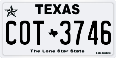 TX license plate COT3746