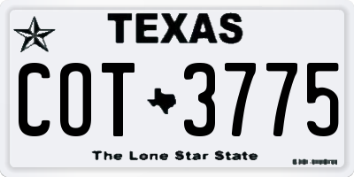 TX license plate COT3775
