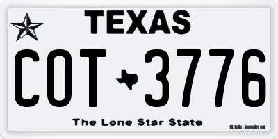 TX license plate COT3776
