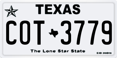 TX license plate COT3779