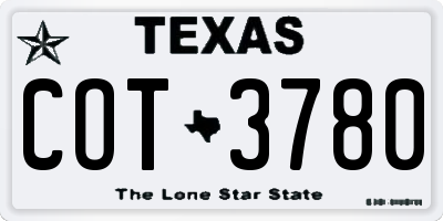 TX license plate COT3780
