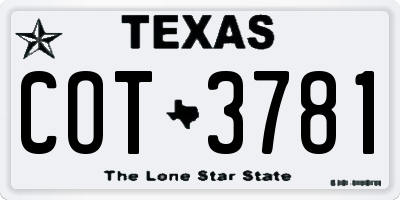 TX license plate COT3781