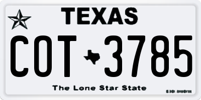 TX license plate COT3785