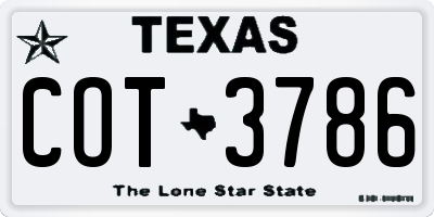 TX license plate COT3786