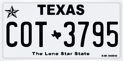 TX license plate COT3795