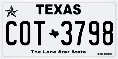 TX license plate COT3798