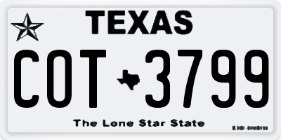 TX license plate COT3799