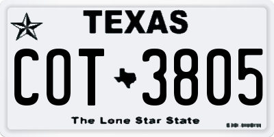 TX license plate COT3805
