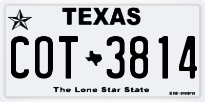 TX license plate COT3814