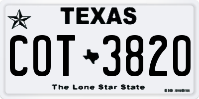 TX license plate COT3820
