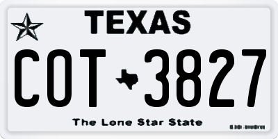 TX license plate COT3827