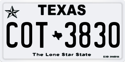 TX license plate COT3830