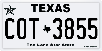 TX license plate COT3855