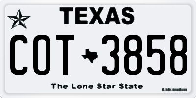 TX license plate COT3858