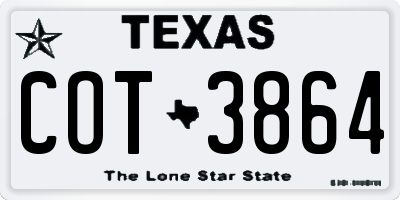 TX license plate COT3864