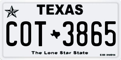 TX license plate COT3865