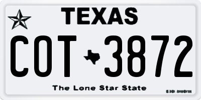TX license plate COT3872
