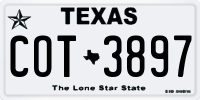 TX license plate COT3897