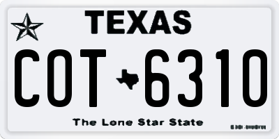 TX license plate COT6310