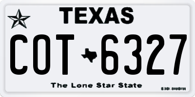 TX license plate COT6327