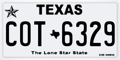TX license plate COT6329