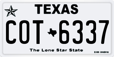 TX license plate COT6337