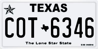 TX license plate COT6346
