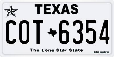 TX license plate COT6354