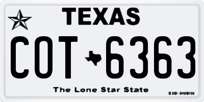 TX license plate COT6363