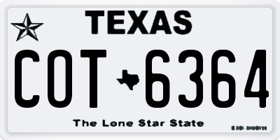 TX license plate COT6364