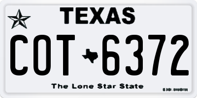 TX license plate COT6372