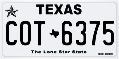 TX license plate COT6375