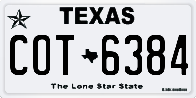 TX license plate COT6384