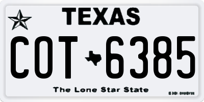 TX license plate COT6385