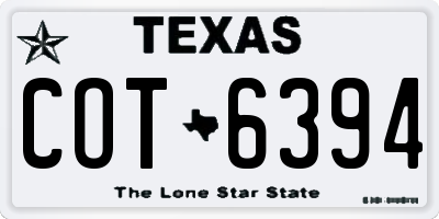 TX license plate COT6394
