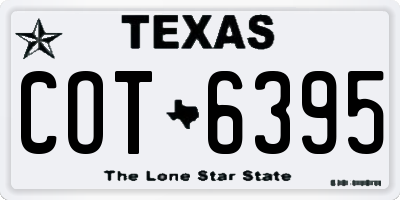 TX license plate COT6395