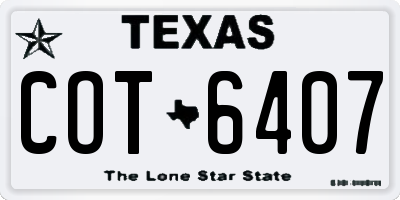 TX license plate COT6407
