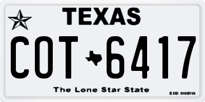 TX license plate COT6417