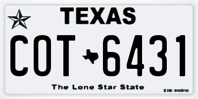 TX license plate COT6431