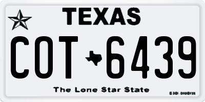 TX license plate COT6439