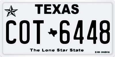 TX license plate COT6448