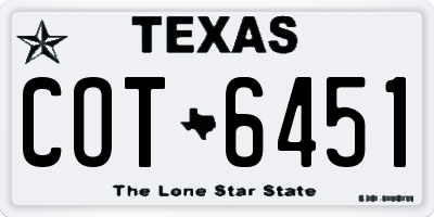 TX license plate COT6451