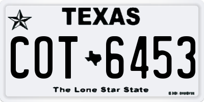 TX license plate COT6453