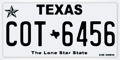 TX license plate COT6456