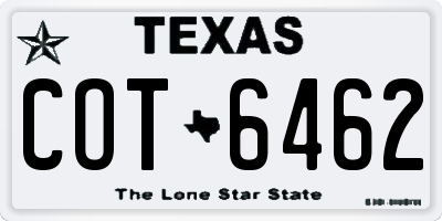 TX license plate COT6462
