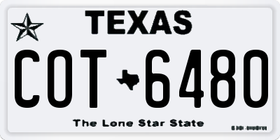 TX license plate COT6480