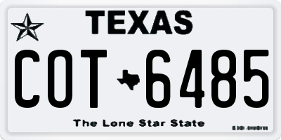 TX license plate COT6485
