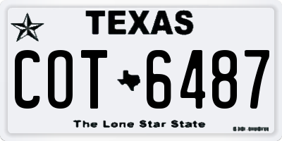 TX license plate COT6487
