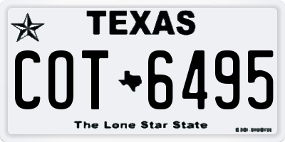 TX license plate COT6495