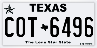 TX license plate COT6496